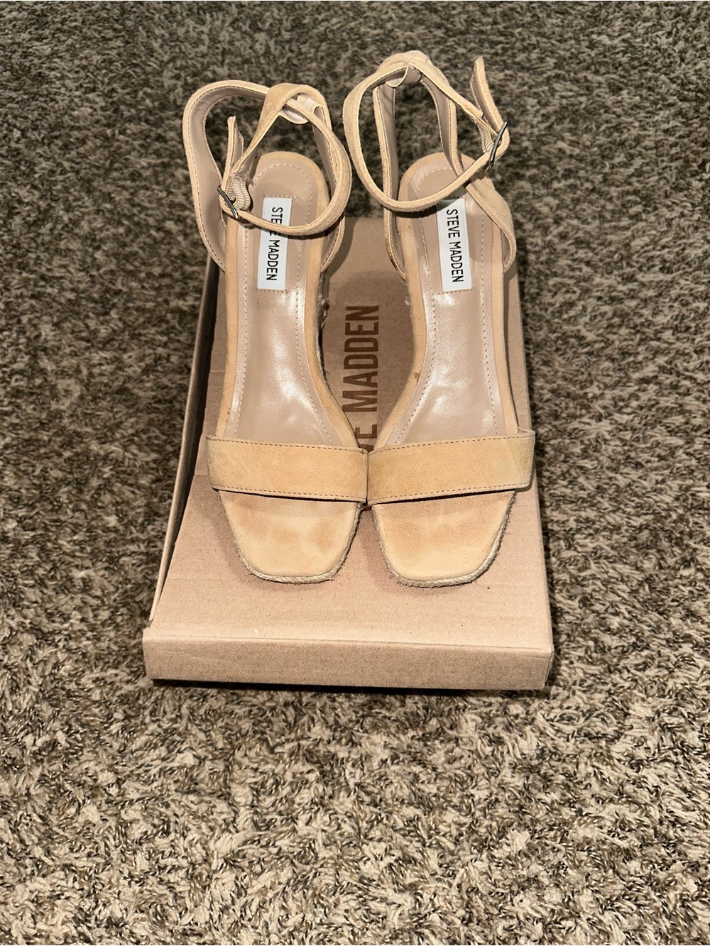 Steve Madden Tan Espadrille Wedge Sandals with Ankle Strap - Picture 3 of 6
